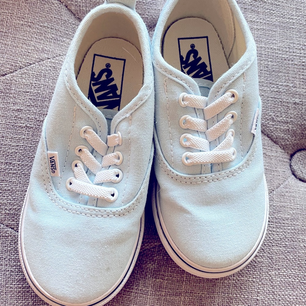 Toddler size 8.5 light blue vans in great condition maybe worn 2x